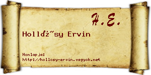 Hollósy Ervin névjegykártya